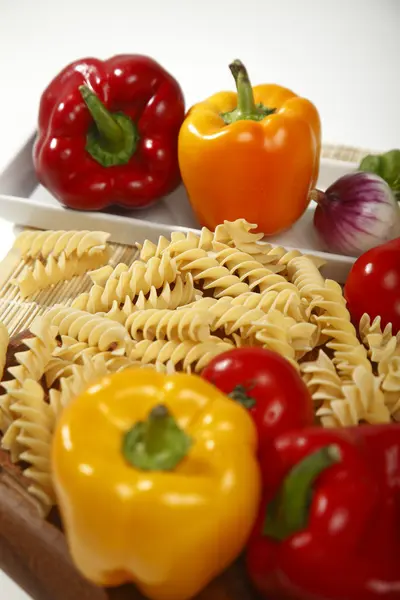 Fusilli tomatoes and peppers