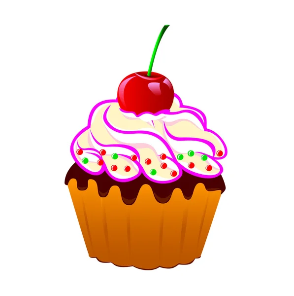 Cake with cream and cherries. — Stock Vector