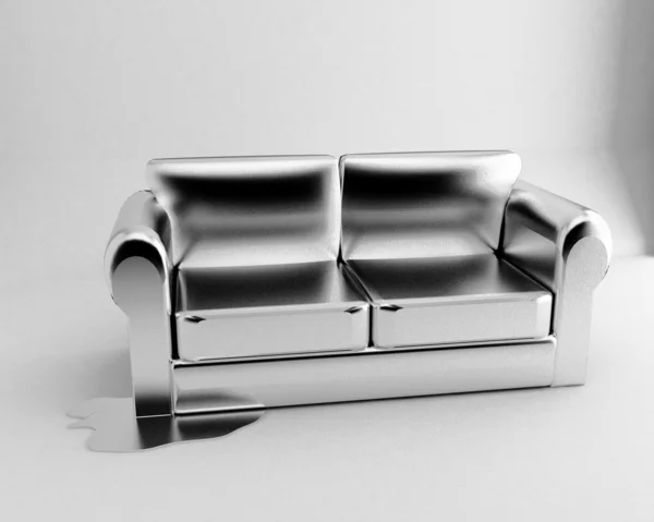 Silver (mercury) sofa — Stock Photo, Image