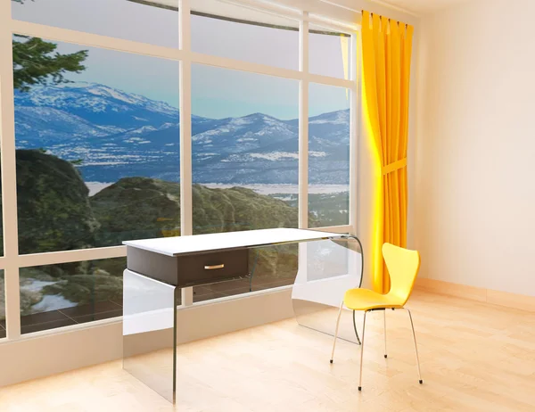Zimmer mit transparentem Tisch lizenzfreie Stockbilder