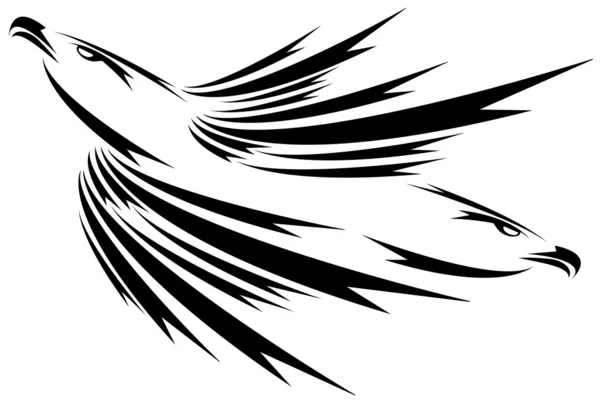Flying eagles tattoo — Stock Vector