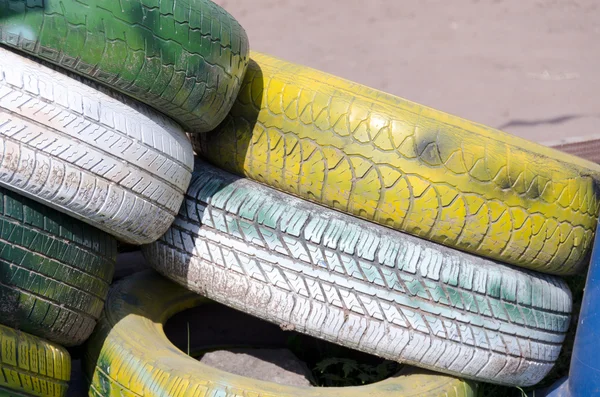 stock image Multicolored recycled tires