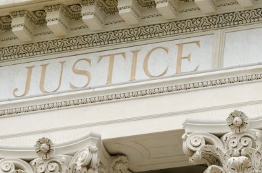 Justice word engraved clipart