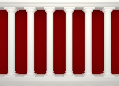 Series of classical columns on the background of the red wall clipart