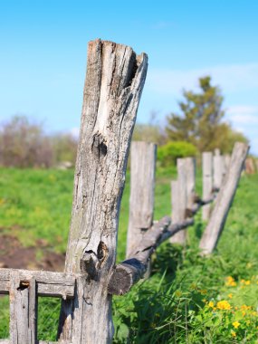 Old Fence and Meadow clipart