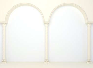 Luxurious wall with graceful columns and arches clipart