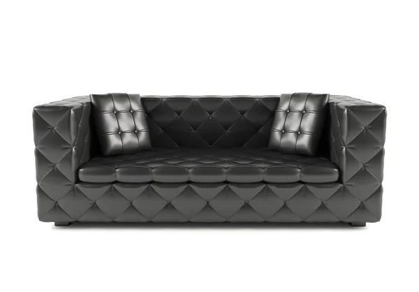 Schwarzes modernes Sofa isoliert auf weißem Hintergrund — Stockfoto