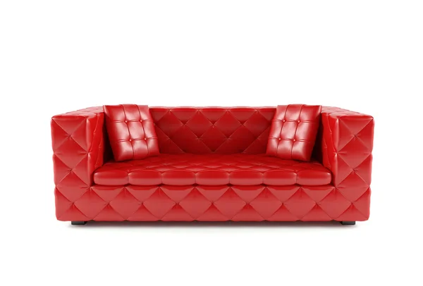 Розкішний червоний диван ізольований на білому тлі — стокове фото