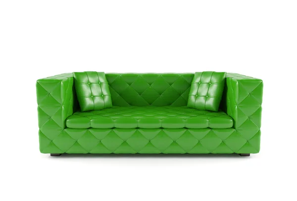 Розкішний зелений диван ізольований на білому тлі — стокове фото