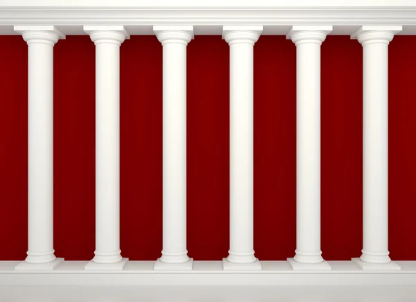 Reeks klassieke kolommen op de achtergrond van de rode muur — Stockfoto