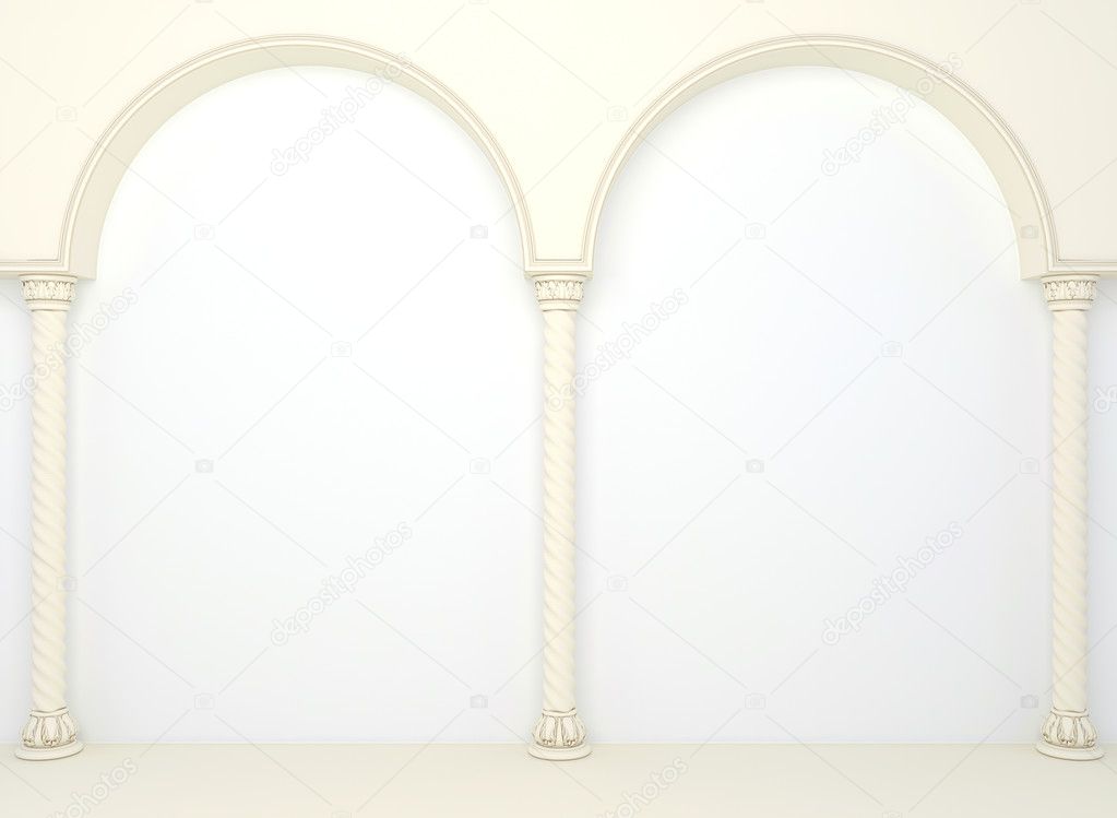 Luxurious wall with graceful columns and arches