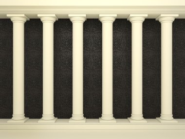 Series of classical columns on the background of the black wall with patter clipart