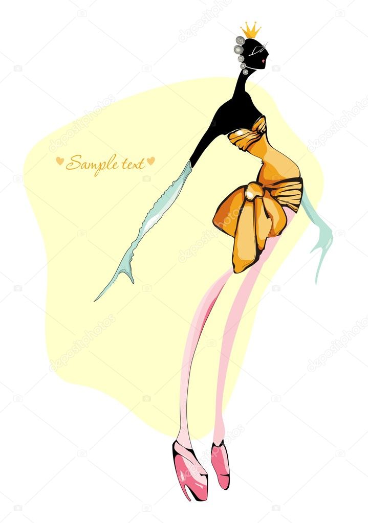 Modern princess girl. Abstract illustration. Place for your text.