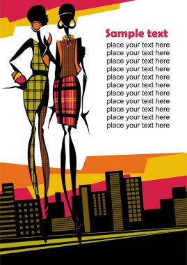 Illustration fashion girl. Vector illustration. Place for your text clipart