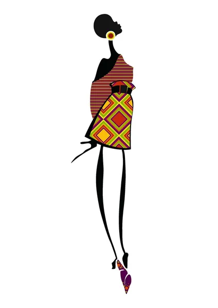 긴, 밝은 드레스에서 아프리카 소녀 — 스톡 벡터