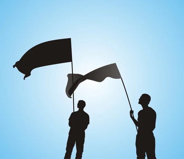 Men with flag silhouettes illustration — Stock Photo, Image