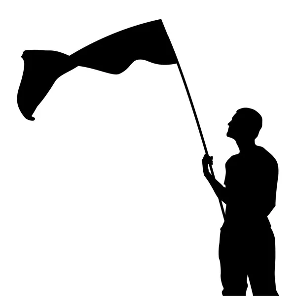Man with flag silhouette. Vector illustration — Stock Vector