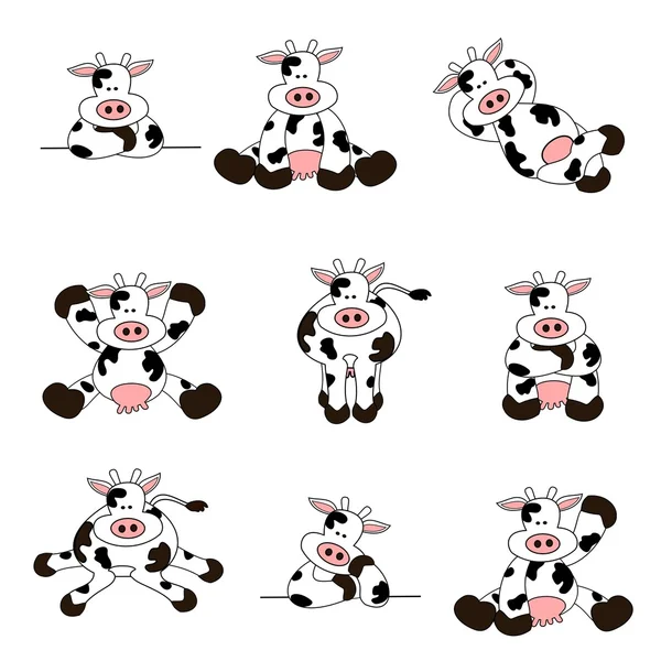 Cute Cow Set — Stock Vector