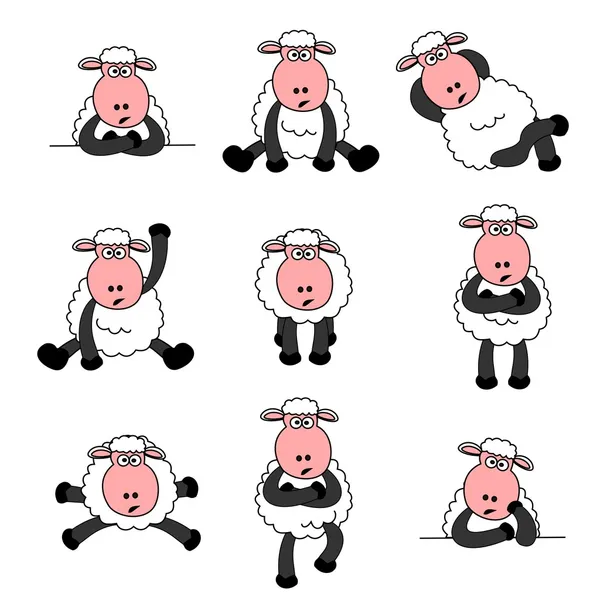 Ensemble de moutons mignon — Image vectorielle