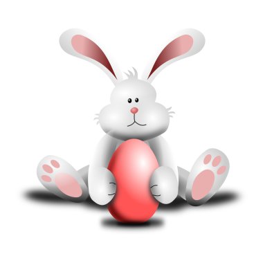 Cute Easter Bunny holding Egg clipart