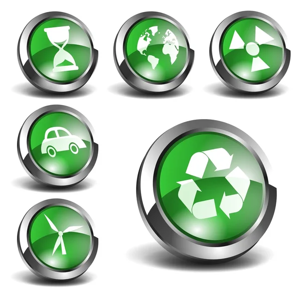 3d Green Icons Set 02 — Stock Vector
