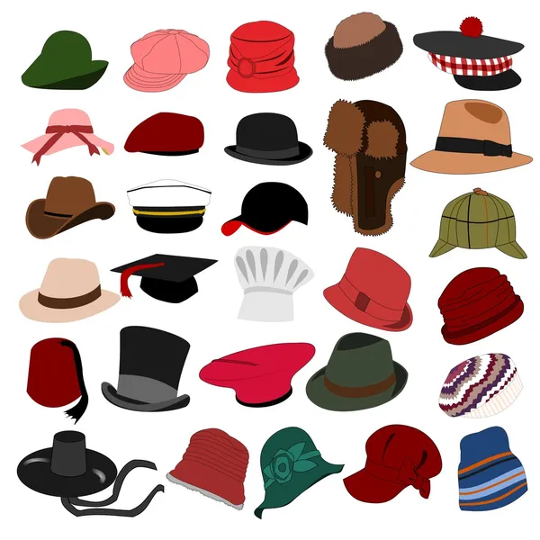 Şapka bir sürü 04 ayarla — Stok Vektör
