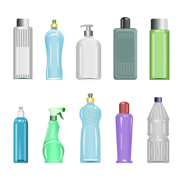 Plastic flessen ingesteld 5 — Stockvector