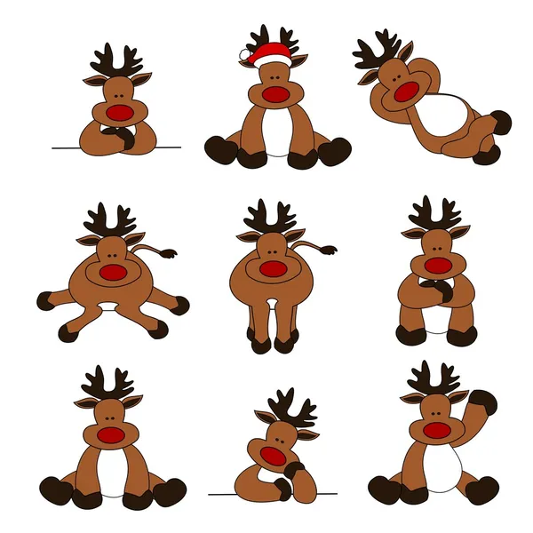 Sevimli Noel reindeer koleksiyonu — Stok Vektör