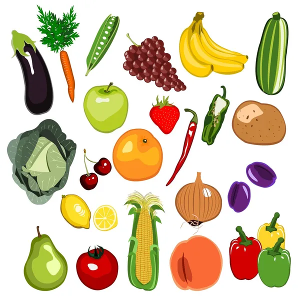 Cartoon fruits and vegetables — Stock Vector © virinaflora 100 олег ...