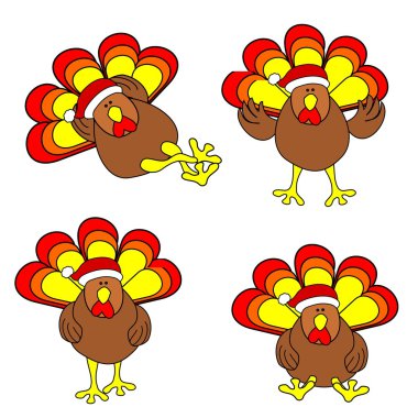 Cute Christmas Turkey Set clipart