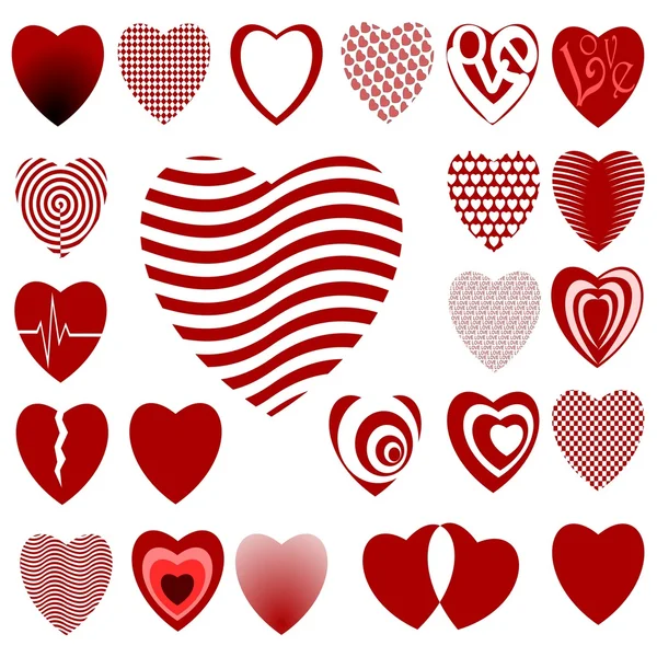 Muchos de los diseños de corazón conjunto 02 — Archivo Imágenes Vectoriales