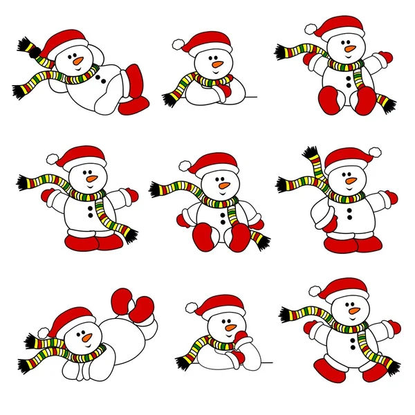 Aranyos karácsonyi hóember gyűjtemény — Stock Vector