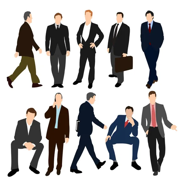 Set of Men in Suits — Stock Vector