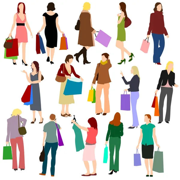 Vrouwen winkelen no.1. — Stockvector