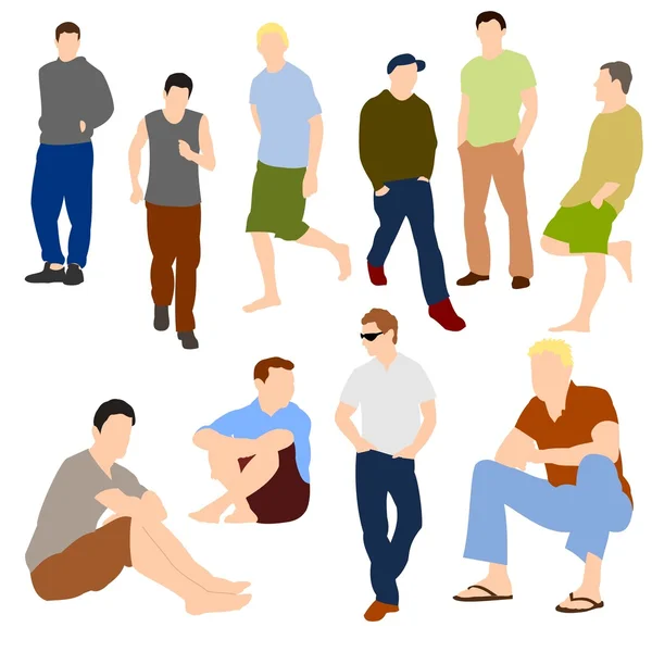Set of Men in Casual clothes — Stock Vector