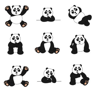 Cute Panda Set clipart