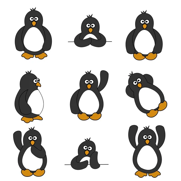 Sevimli penguen seti — Stok Vektör