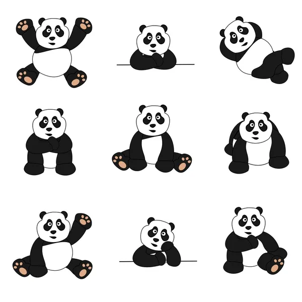 Симпатичный набор панд — стоковый вектор