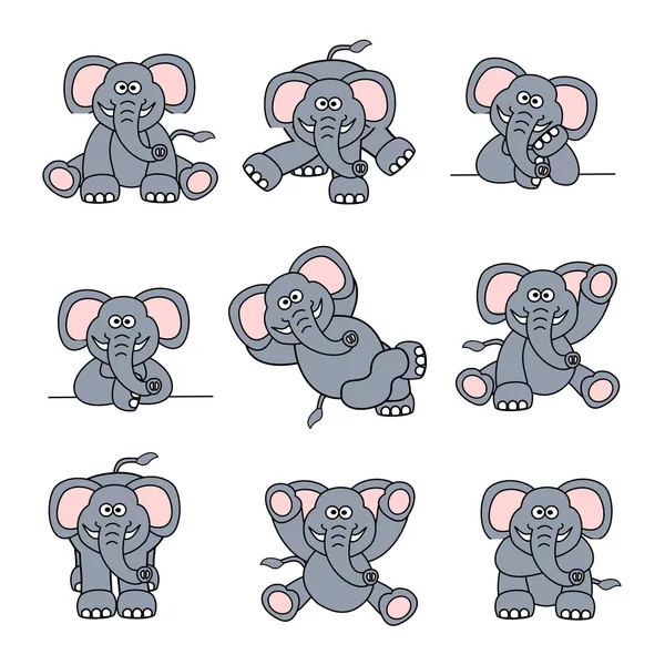 Niedliches Elefantenset — Stockvektor