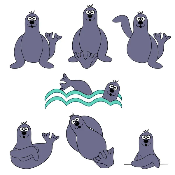 Cute Seal Set — Stock Vector