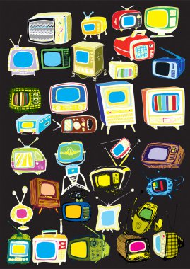 Vintage TVs collection clipart