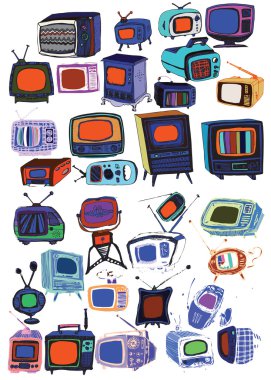 Vintage TVs collection clipart