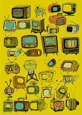 Vintage TVs collection clipart