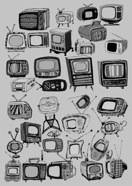 Vintage TVs collection clipart