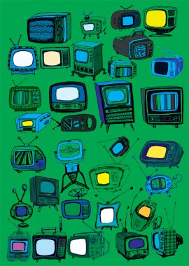 Vintage TVs collection clipart