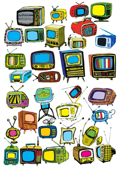Retro kolekce televizory — Stockový vektor