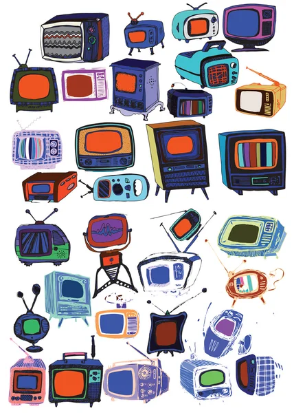 Vintage TV'ler koleksiyonu — Stok Vektör