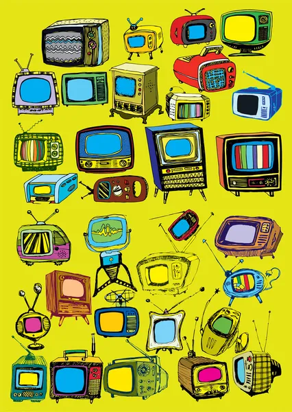 Коллекция старинных телевизоров — стоковый вектор