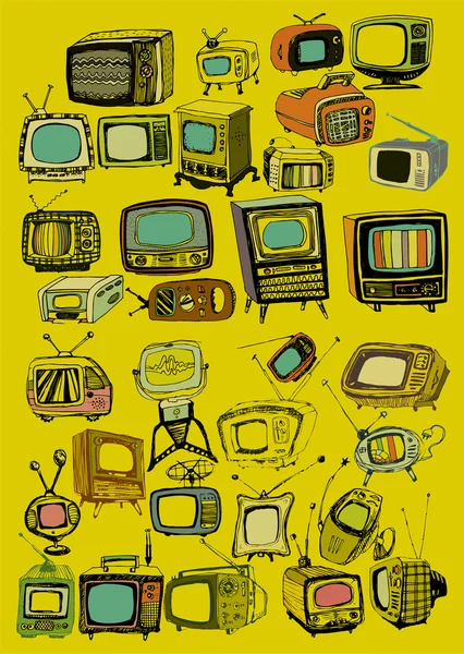 Vintage TV samling — Stock vektor