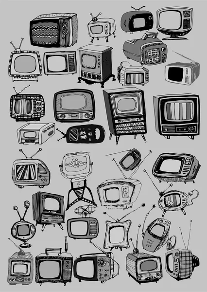 Vintage kolekce televizory — Stockový vektor